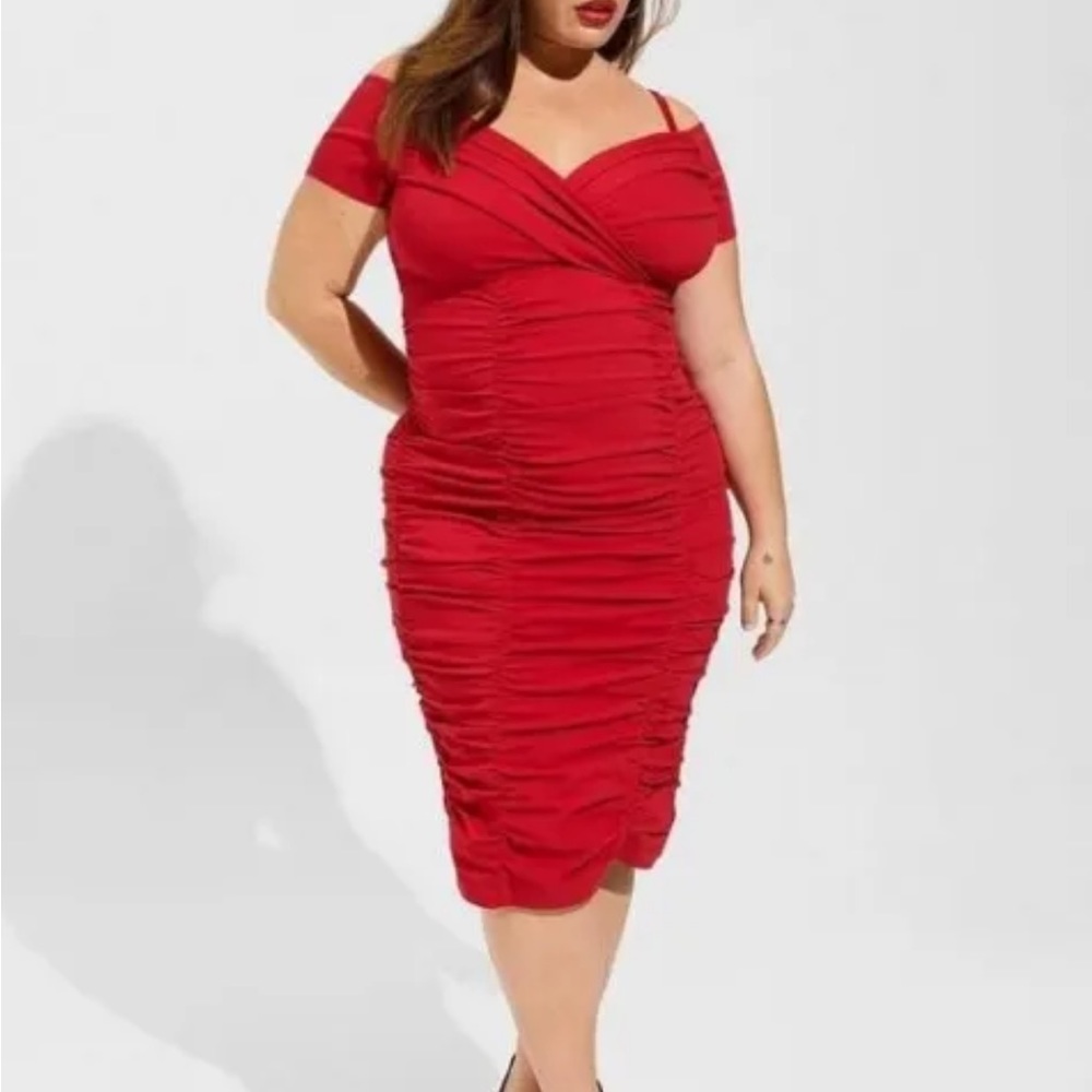 Torrid Marilyn Monroe Midi Ruched Wiggle Dress